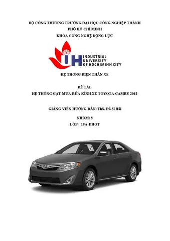 Hệ Thống Gạt Nước Và Rửa Kính Xe Toyota Camry Hệ Thống Gạt Nước Và Rửa Kính Xe Toyota Camry