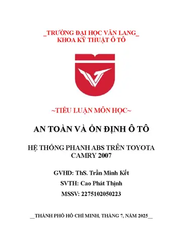 Hệ Thống Phanh Trên Toyota Camry 2007 Hệ Thống Phanh Trên Toyota Camry 2007