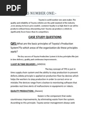 Just In Time Toyota Case Study Pdf