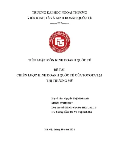 Kinh Doanh Quốc Tế Của Toyota Kinh Doanh Quốc Tế Của Toyota