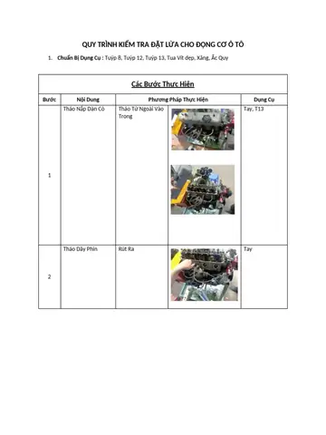 Lập Quy Trình Đặt Lửa Trên Động Cơ Toyota