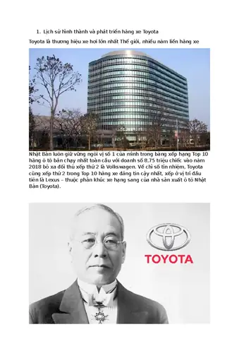 Lịch Sử Phát Triển Của Toyota Motor Corporation Lịch Sử Phát Triển Của Toyota Motor Corporation