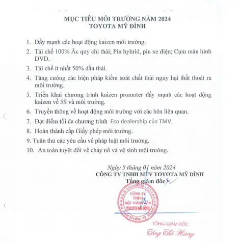 Mục Tiêu Của Công Ty Toyota