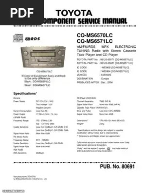 Pin Out Radio Car Toyota 86120-06181
