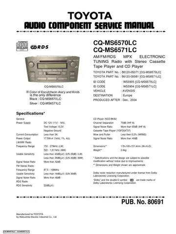 Pin Out Radio Car Toyota 86120-06181 Pin Out Radio Car Toyota 86120-06181