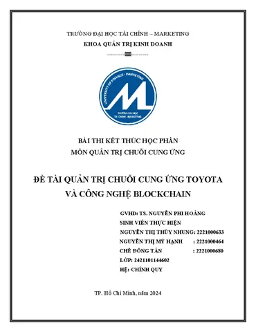 Quản Trị Chuỗi Cung Ứng Của Toyota Việt Nam