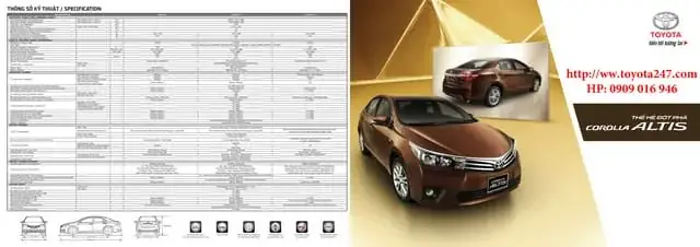 Thông Số Kỹ Thuật Toyota Altis 2015