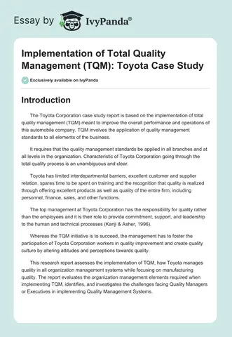 Total Quality Management Case Study Toyota Pdf Total Quality Management Case Study Toyota Pdf