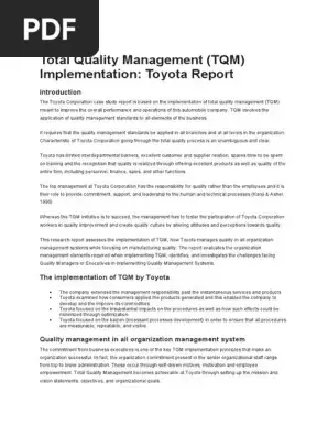 Total Quality Management Case Study Toyota Pdf
