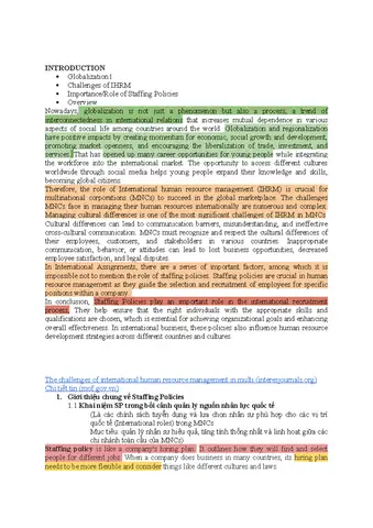 Toyota And Its International Staffing Ihrm Activities