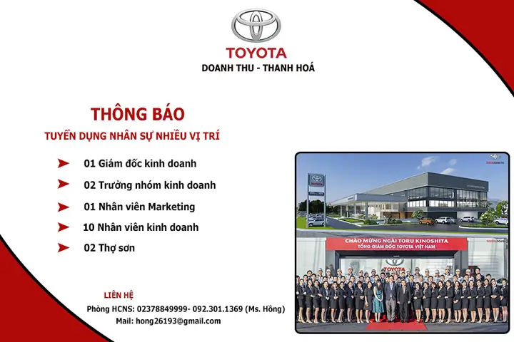 Toyota Bắc Ninh Tuyển Dụng 2019 Toyota Bắc Ninh Tuyển Dụng 2019