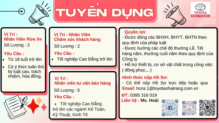 Toyota Bình Thuận Tuyển Dụng 2018 Toyota Bình Thuận Tuyển Dụng 2018
