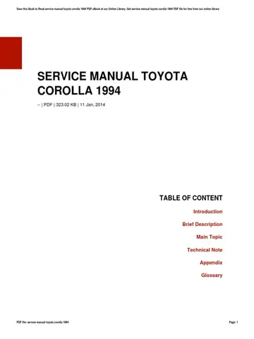 Toyota Corolla Service Manual Pdf Free Download