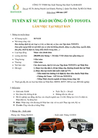 Tuyển Dụng Kỹ Sư Ô Tô Toyota Tuyển Dụng Kỹ Sư Ô Tô Toyota
